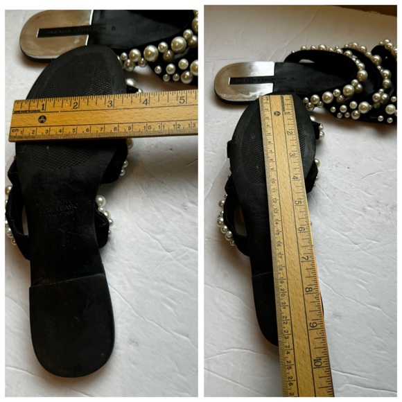 Zara Pearl Embellished Straps Flat Sandals Flats Faux Leather Slides Mules Shoes - Picture 16 of 16